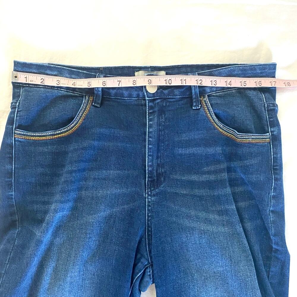 LUUKSE Wide Leg High Rise Jeans Size 16 Darker Wash Denim w Rainbow Pocket Plus - Picture 11 of 12